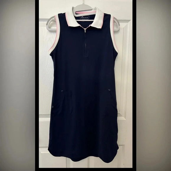 ! Peter Millar Women’s Chrissie Zip Neck Performance Dress Size Small Navy - Picture 1 of 4